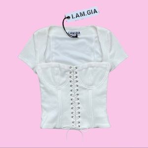 I.AN.GIA Portia Short Sleeve Top in White